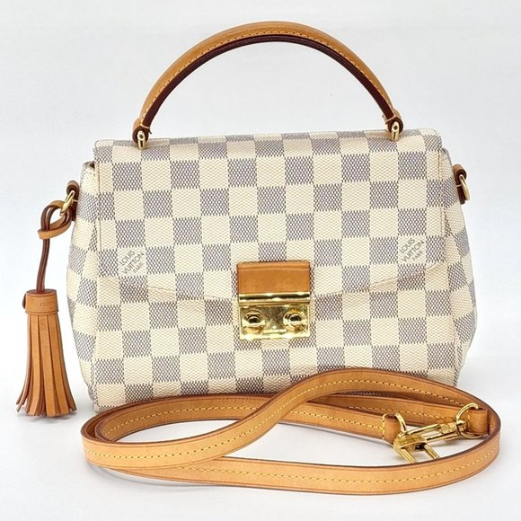 Louis Vuitton Croisette Damier Azur Gray Coated Canvas Cross Body Bag beige